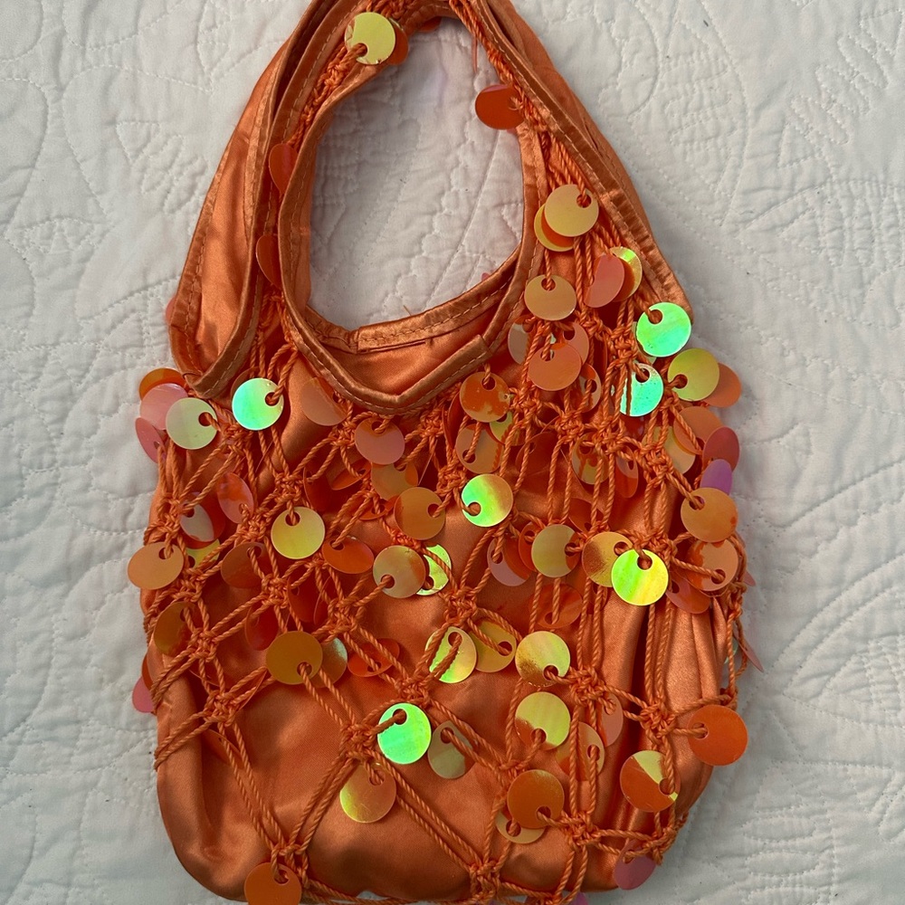 Orange Sequin Women's Bag